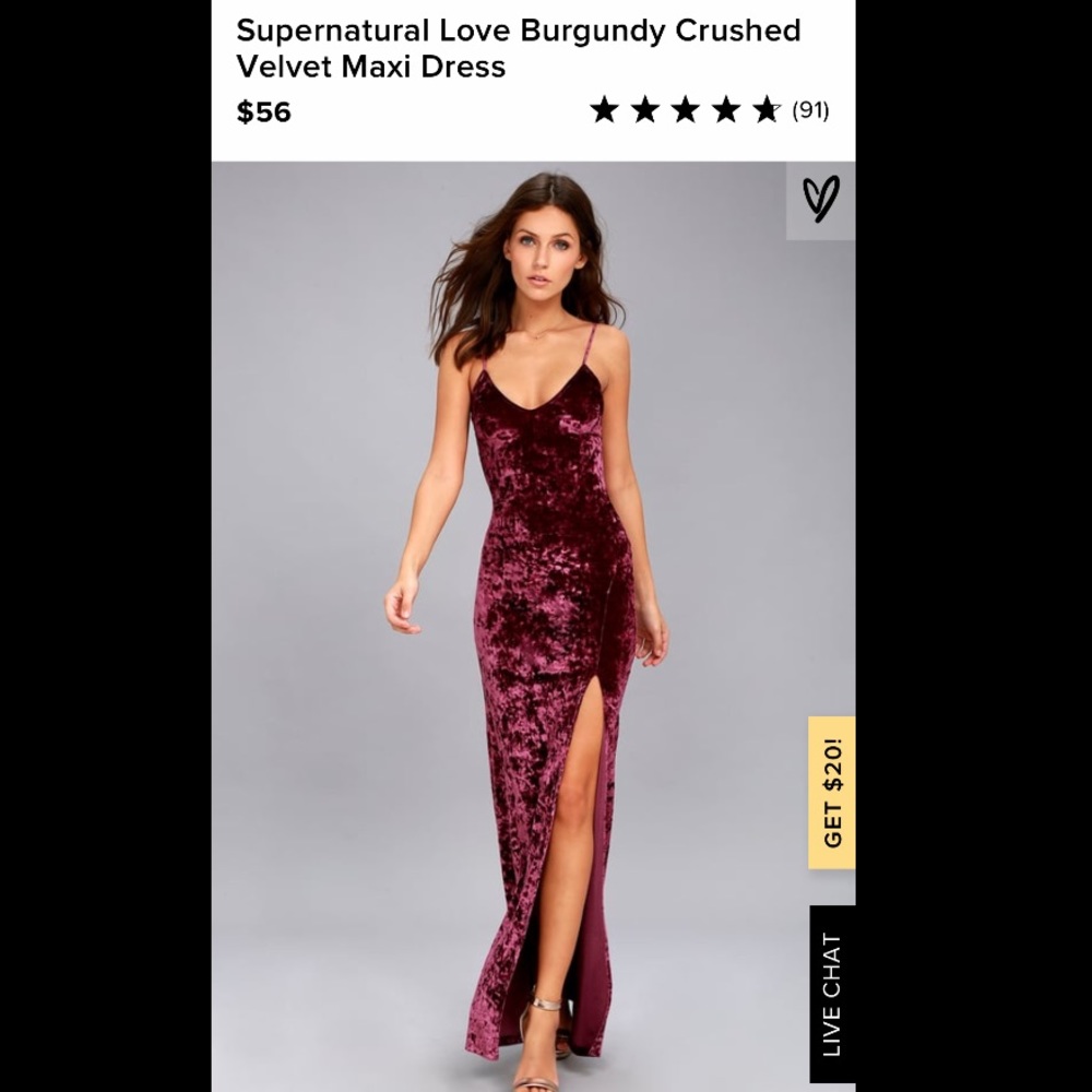 Lulu’s velvet dress maxi slit